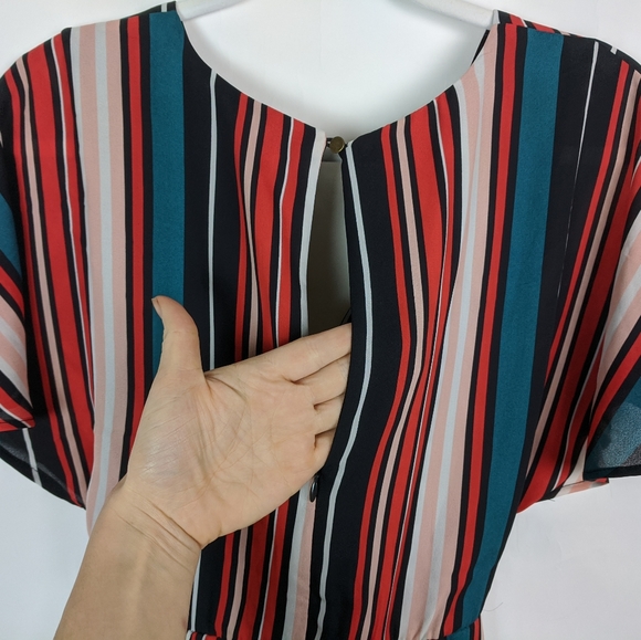 Leith Striped Tie Waist Wide Leg Cropped Jumpsuit - Picture 12 of 13